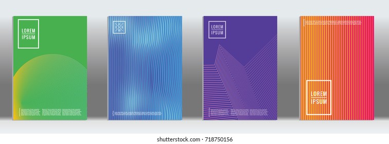 Minimal geometric cover. Vector abstract line pattern for poster design. Set of templates for business brochures. 2d prints for banner background. Graphic pattern for annual album backdrop.