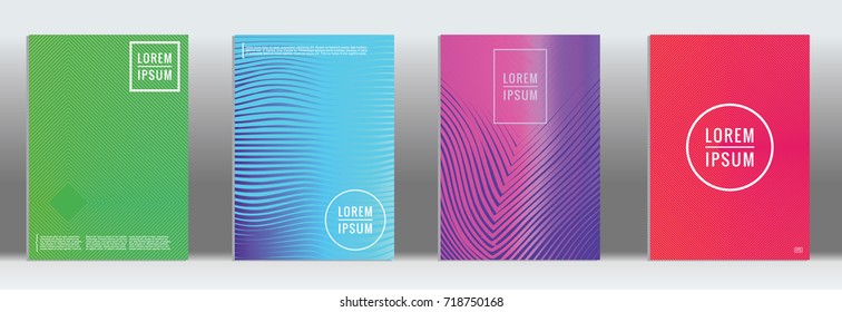 Minimal geometric cover. Vector abstract line pattern for poster design. Set of templates for business brochures. 2d prints for banner background. Graphic pattern for annual album backdrop.