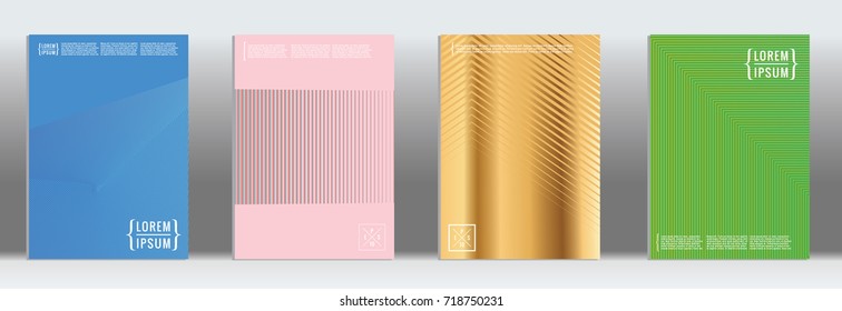 Minimal geometric cover. Vector abstract line pattern for poster design. Set of templates for business brochures. 2d prints for banner background. Graphic pattern for annual album backdrop.