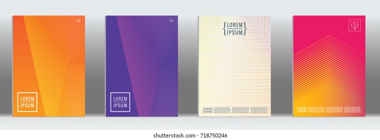 Minimal geometric cover. Vector abstract line pattern for poster design. Set of templates for business brochures. 2d prints for banner background. Graphic pattern for annual album backdrop.