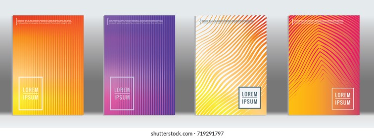 Minimal geometric cover. Vector abstract line pattern for poster design. Set of templates for business brochures. 2d prints for banner background. Graphic pattern for annual album backdrop.