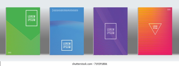 Minimal geometric cover. Vector abstract line pattern for poster design. Set of templates for business brochures. 2d prints for banner background. Graphic pattern for annual album backdrop.