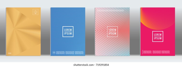 Minimal geometric cover. Vector abstract line pattern for poster design. Set of templates for business brochures. 2d prints for banner background. Graphic pattern for annual album backdrop.