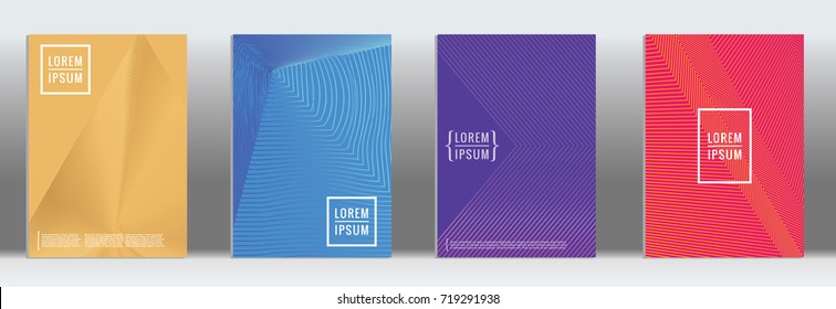 Minimal geometric cover. Vector abstract line pattern for poster design. Set of templates for business brochures. 2d prints for banner background. Graphic pattern for annual album backdrop.