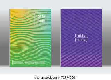 Minimal geometric cover. Vector abstract line pattern for poster design. Set of templates for business brochures. 2d prints for banner background. Graphic pattern for annual album backdrop.