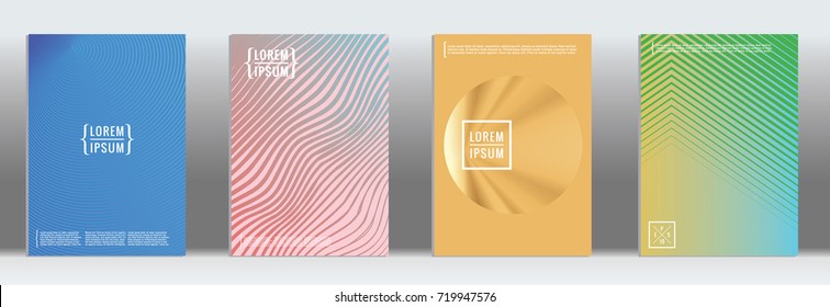 Minimal geometric cover. Vector abstract line pattern for poster design. Set of templates for business brochures. 2d prints for banner background. Graphic pattern for annual album backdrop.