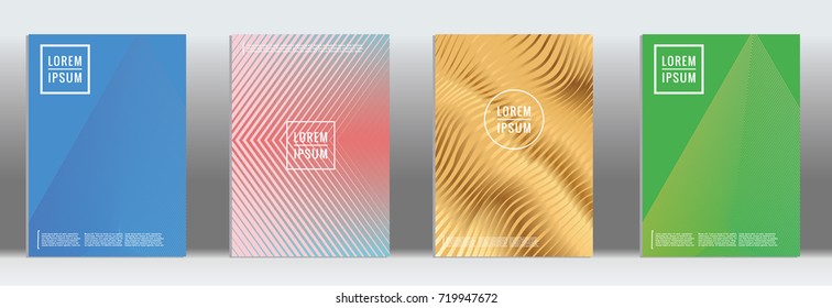 Minimal geometric cover. Vector abstract line pattern for poster design. Set of templates for business brochures. 2d prints for banner background. Graphic pattern for annual album backdrop.