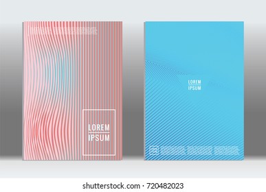 Minimal geometric cover. Vector abstract line pattern for poster design. Set of templates for business brochures. 2d prints for banner background. Graphic pattern for annual album backdrop.