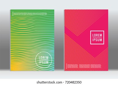 Minimal geometric cover. Vector abstract line pattern for poster design. Set of templates for business brochures. 2d prints for banner background. Graphic pattern for annual album backdrop.