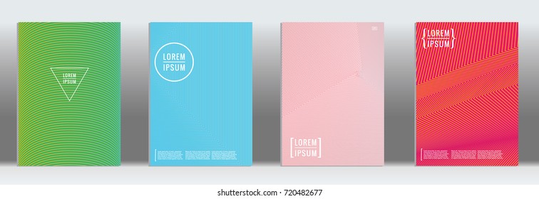 Minimal geometric cover. Vector abstract line pattern for poster design. Set of templates for business brochures. 2d prints for banner background. Graphic pattern for annual album backdrop.