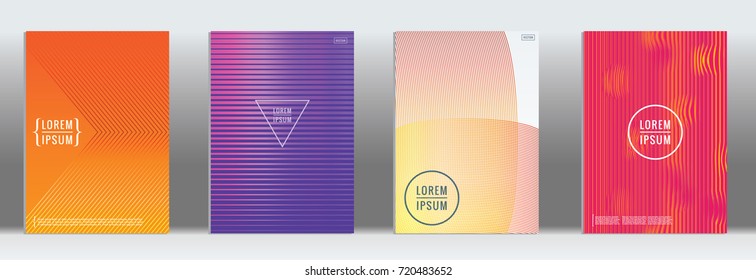 Minimal geometric cover. Vector abstract line pattern for poster design. Set of templates for business brochures. 2d prints for banner background. Graphic pattern for annual album backdrop.