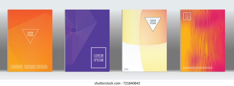 Minimal geometric cover. Vector abstract line pattern for poster design. Set of templates for business brochures. 2d prints for banner background. Graphic pattern for annual album backdrop.