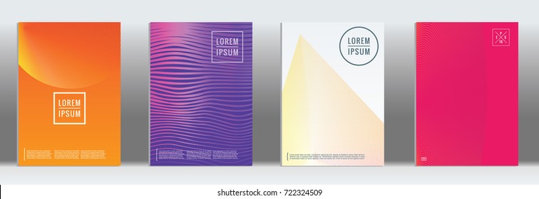 Minimal geometric cover. Vector abstract line pattern for poster design. Set of templates for business brochures. 2d prints for banner background. Graphic pattern for annual album backdrop.