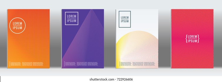 Minimal geometric cover. Vector abstract line pattern for poster design. Set of templates for business brochures. 2d prints for banner background. Graphic pattern for annual album backdrop.