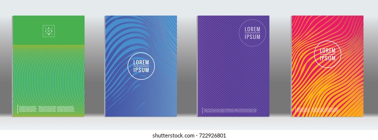Minimal geometric cover. Vector abstract line pattern for poster design. Set of templates for business brochures. 2d prints for banner background. Graphic pattern for annual album backdrop.