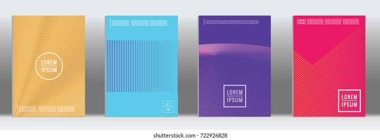 Minimal geometric cover. Vector abstract line pattern for poster design. Set of templates for business brochures. 2d prints for banner background. Graphic pattern for annual album backdrop.