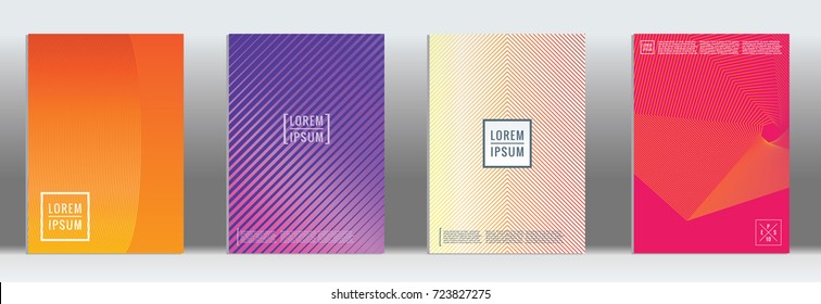 Minimal geometric cover. Vector abstract line pattern for poster design. Set of templates for business brochures. 2d prints for banner background. Graphic pattern for annual album backdrop.