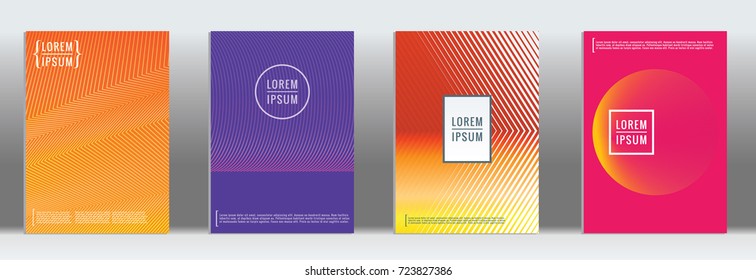 Minimal geometric cover. Vector abstract line pattern for poster design. Set of templates for business brochures. 2d prints for banner background. Graphic pattern for annual album backdrop.
