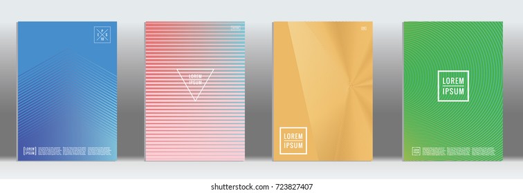 Minimal geometric cover. Vector abstract line pattern for poster design. Set of templates for business brochures. 2d prints for banner background. Graphic pattern for annual album backdrop.