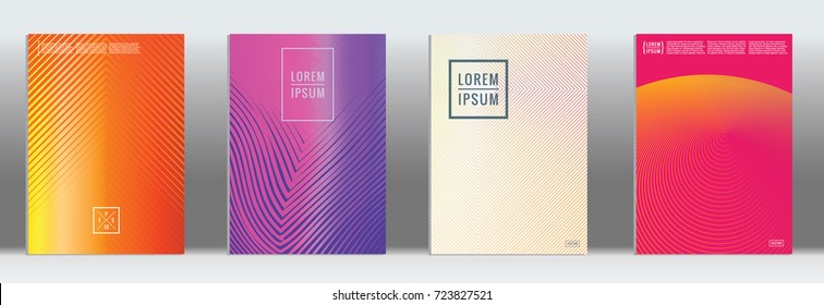 Minimal geometric cover. Vector abstract line pattern for poster design. Set of templates for business brochures. 2d prints for banner background. Graphic pattern for annual album backdrop.