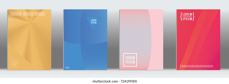 Minimal geometric cover. Vector abstract line pattern for poster design. Set of templates for business brochures. 2d prints for banner background. Graphic pattern for annual album backdrop.