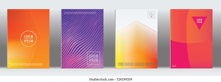 Minimal geometric cover. Vector abstract line pattern for poster design. Set of templates for business brochures. 2d prints for banner background. Graphic pattern for annual album backdrop.