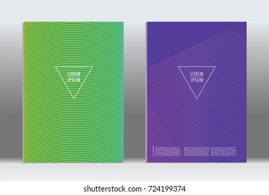 Minimal geometric cover. Vector abstract line pattern for poster design. Set of templates for business brochures. 2d prints for banner background. Graphic pattern for annual album backdrop.