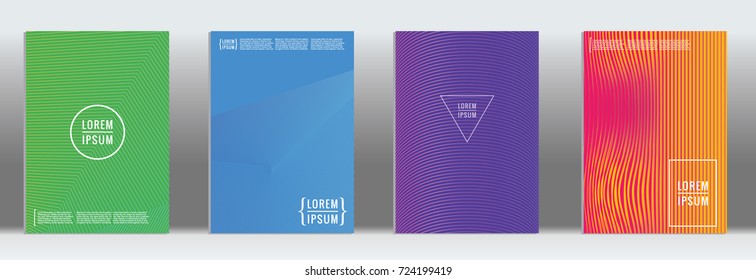 Minimal geometric cover. Vector abstract line pattern for poster design. Set of templates for business brochures. 2d prints for banner background. Graphic pattern for annual album backdrop.