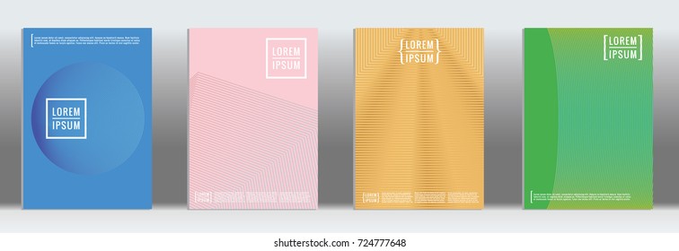 Minimal geometric cover. Vector abstract line pattern for poster design. Set of templates for business brochures. 2d prints for banner background. Graphic pattern for annual album backdrop.