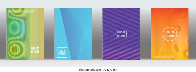 Minimal geometric cover. Vector abstract line pattern for poster design. Set of templates for business brochures. 2d prints for banner background. Graphic pattern for annual album backdrop.
