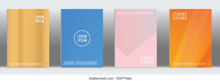 Minimal geometric cover. Vector abstract line pattern for poster design. Set of templates for business brochures. 2d prints for banner background. Graphic pattern for annual album backdrop.