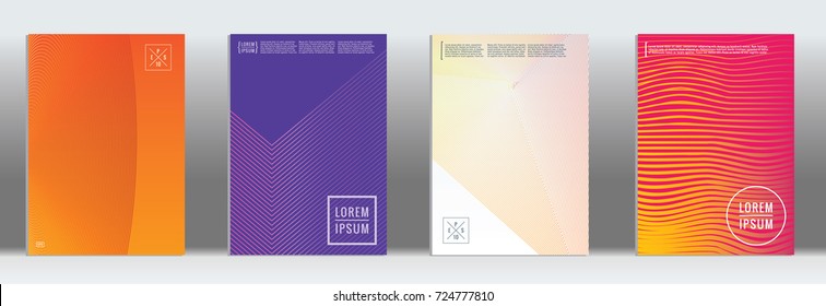 Minimal geometric cover. Vector abstract line pattern for poster design. Set of templates for business brochures. 2d prints for banner background. Graphic pattern for annual album backdrop.