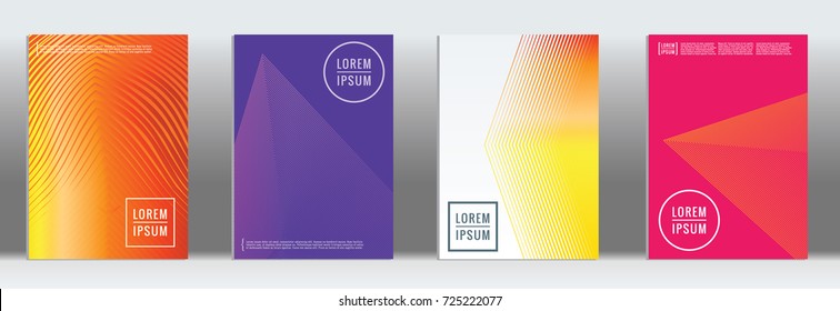 Minimal geometric cover. Vector abstract line pattern for poster design. Set of templates for business brochures. 2d prints for banner background. Graphic pattern for annual album backdrop.