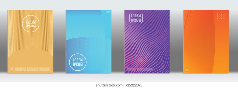 Minimal geometric cover. Vector abstract line pattern for poster design. Set of templates for business brochures. 2d prints for banner background. Graphic pattern for annual album backdrop.