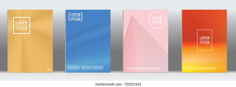 Minimal geometric cover. Vector abstract line pattern for poster design. Set of templates for business brochures. 2d prints for banner background. Graphic pattern for annual album backdrop.