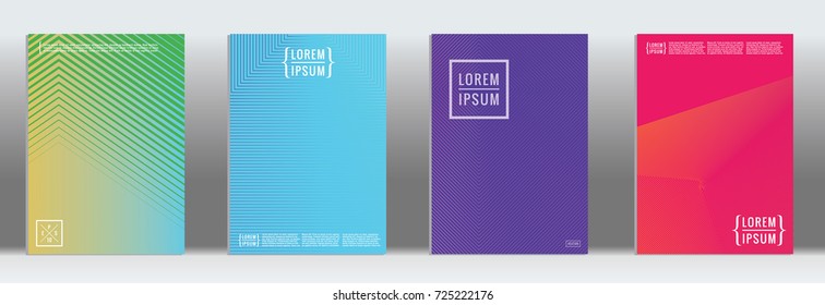 Minimal geometric cover. Vector abstract line pattern for poster design. Set of templates for business brochures. 2d prints for banner background. Graphic pattern for annual album backdrop.