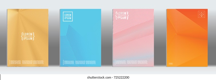 Minimal geometric cover. Vector abstract line pattern for poster design. Set of templates for business brochures. 2d prints for banner background. Graphic pattern for annual album backdrop.
