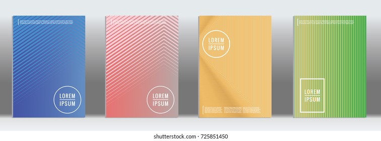 Minimal geometric cover. Vector abstract line pattern for poster design. Set of templates for business brochures. 2d prints for banner background. Graphic pattern for annual album backdrop.