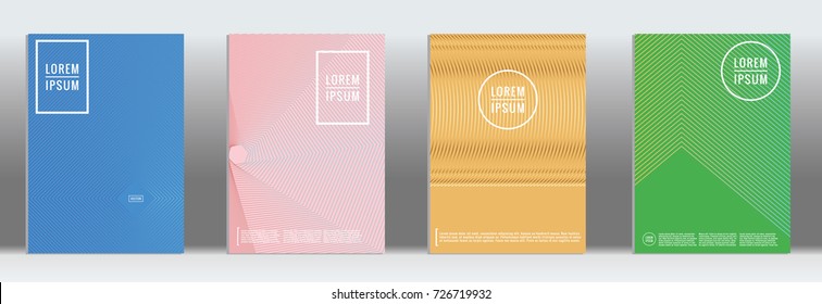 Minimal geometric cover. Vector abstract line pattern for poster design. Set of templates for business brochures. 2d prints for banner background. Graphic pattern for annual album backdrop.