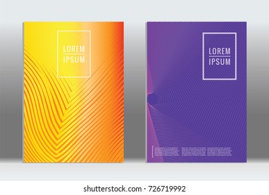 Minimal geometric cover. Vector abstract line pattern for poster design. Set of templates for business brochures. 2d prints for banner background. Graphic pattern for annual album backdrop.