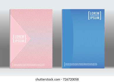 Minimal geometric cover. Vector abstract line pattern for poster design. Set of templates for business brochures. 2d prints for banner background. Graphic pattern for annual album backdrop.