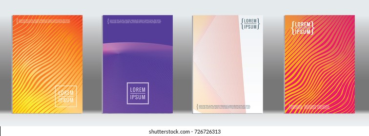 Minimal geometric cover. Vector abstract line pattern for poster design. Set of templates for business brochures. 2d prints for banner background. Graphic pattern for annual album backdrop.