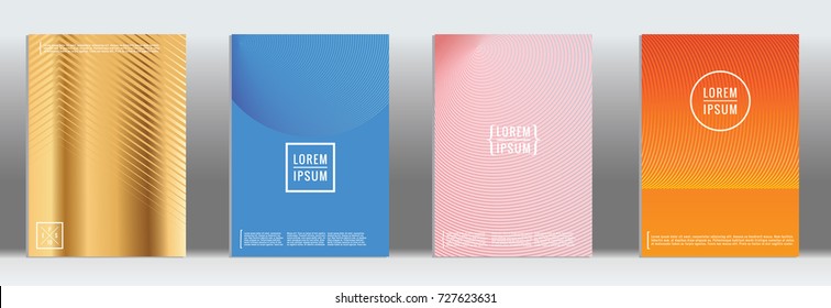 Minimal geometric cover. Vector abstract line pattern for poster design. Set of templates for business brochures. 2d prints for banner background. Graphic pattern for annual album backdrop.