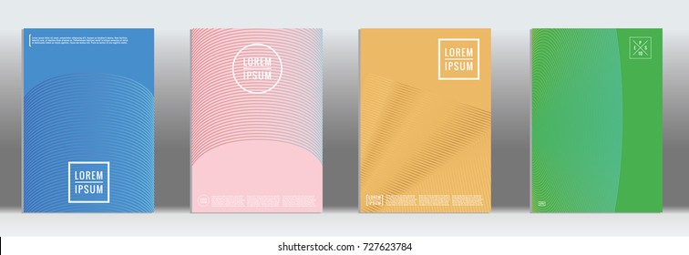 Minimal geometric cover. Vector abstract line pattern for poster design. Set of templates for business brochures. 2d prints for banner background. Graphic pattern for annual album backdrop.