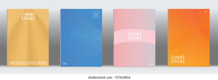 Minimal geometric cover. Vector abstract line pattern for poster design. Set of templates for business brochures. 2d prints for banner background. Graphic pattern for annual album backdrop.