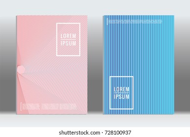 Minimal geometric cover. Vector abstract line pattern for poster design. Set of templates for business brochures. 2d prints for banner background. Graphic pattern for annual album backdrop.