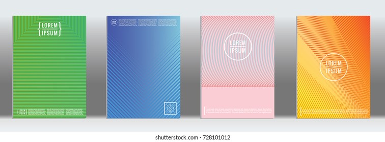 Minimal geometric cover. Vector abstract line pattern for poster design. Set of templates for business brochures. 2d prints for banner background. Graphic pattern for annual album backdrop.