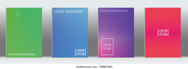 Minimal geometric cover. Vector abstract line pattern for poster design. Set of templates for business brochures. 2d prints for banner background. Graphic pattern for annual album backdrop.