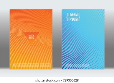 Minimal geometric cover. Vector abstract line pattern for poster design. Set of templates for business brochures. 2d prints for banner background. Graphic pattern for annual album backdrop.
