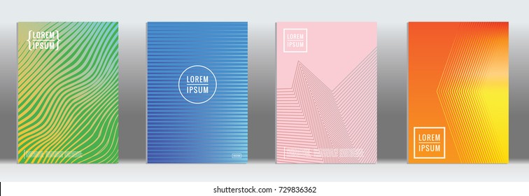 Minimal geometric cover. Vector abstract line pattern for poster design. Set of templates for business brochures. 2d prints for banner background. Graphic pattern for annual album backdrop.